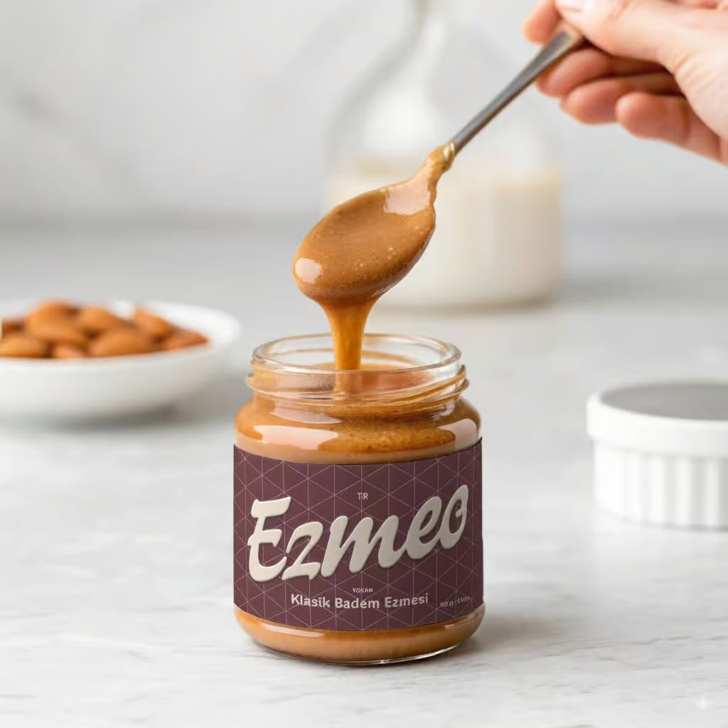 klasik badem ezmesi ezmes 350g doğal vegan badem tereyağı saf badem

