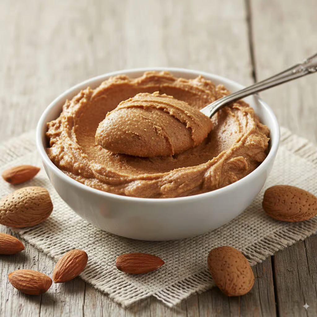 organik badem ezmesi almond butter natural protein kaynağı badem sağlıklı spread
