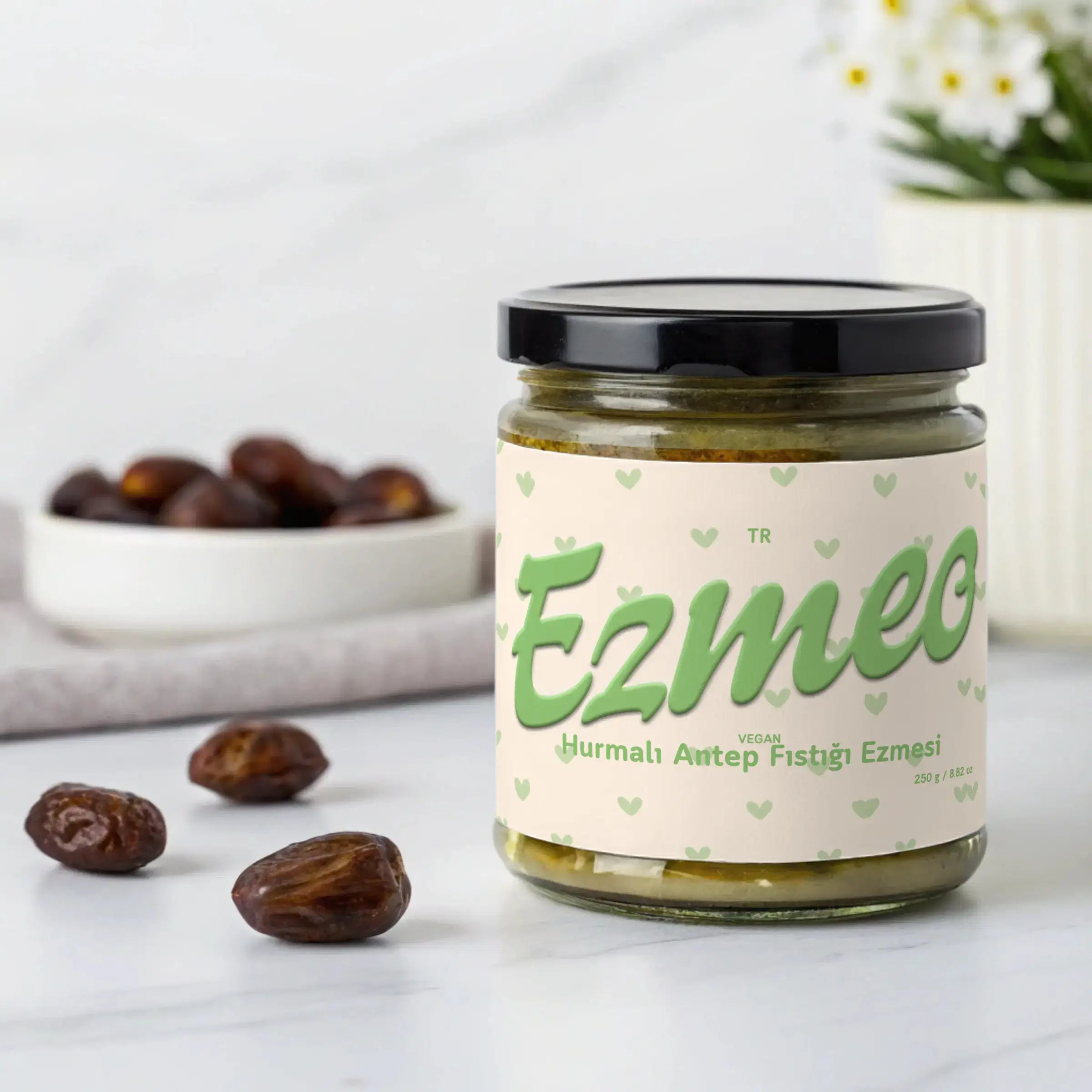 katkısız hurmalı antep fıstığı ezme naturally sweetened antep doğal tatlandırıcı glutensiz protein
