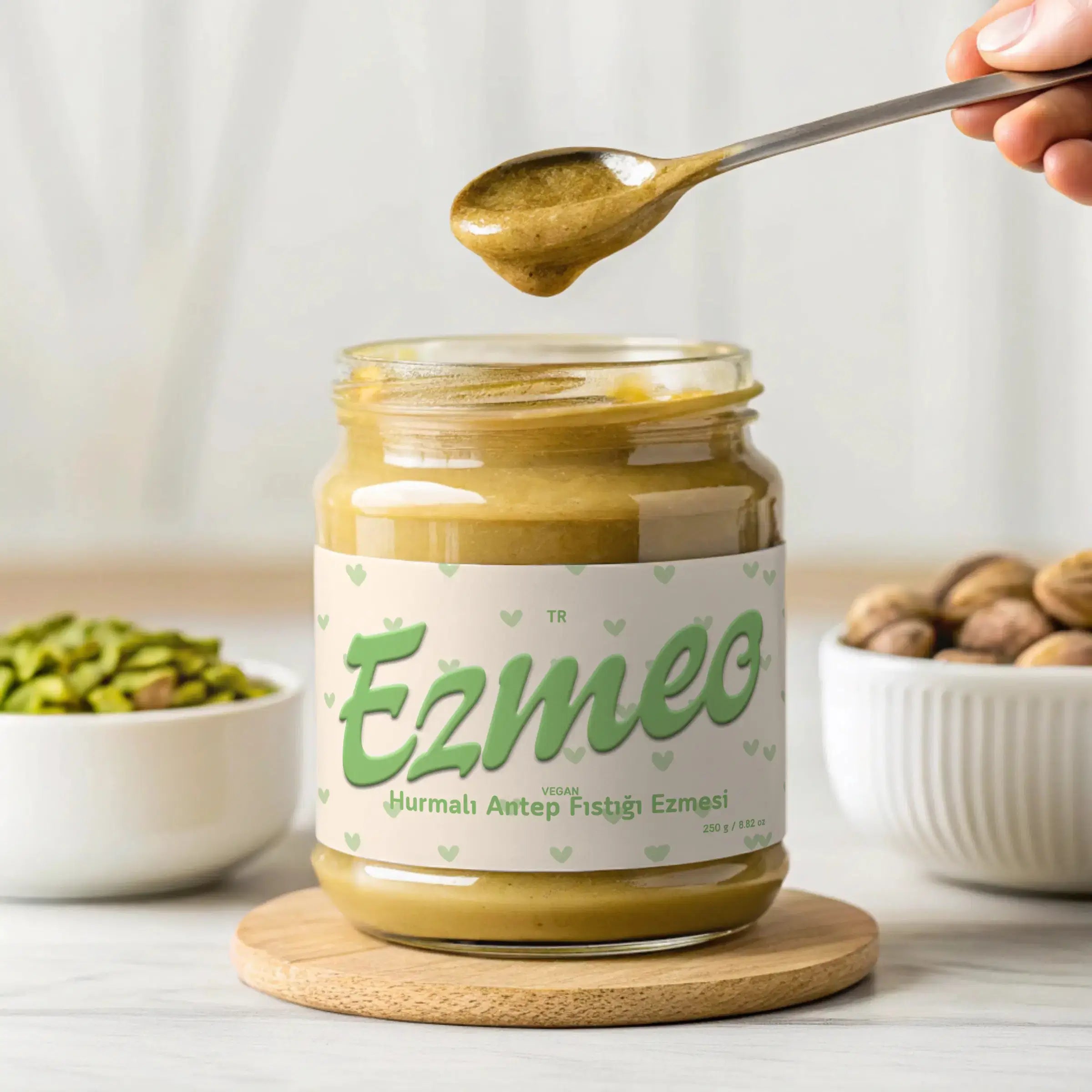 hurmalı antep fıstığı ezmesi ezmes 350g doğal hurma ile tatlandırılmış vegan pistachio tereyağı
