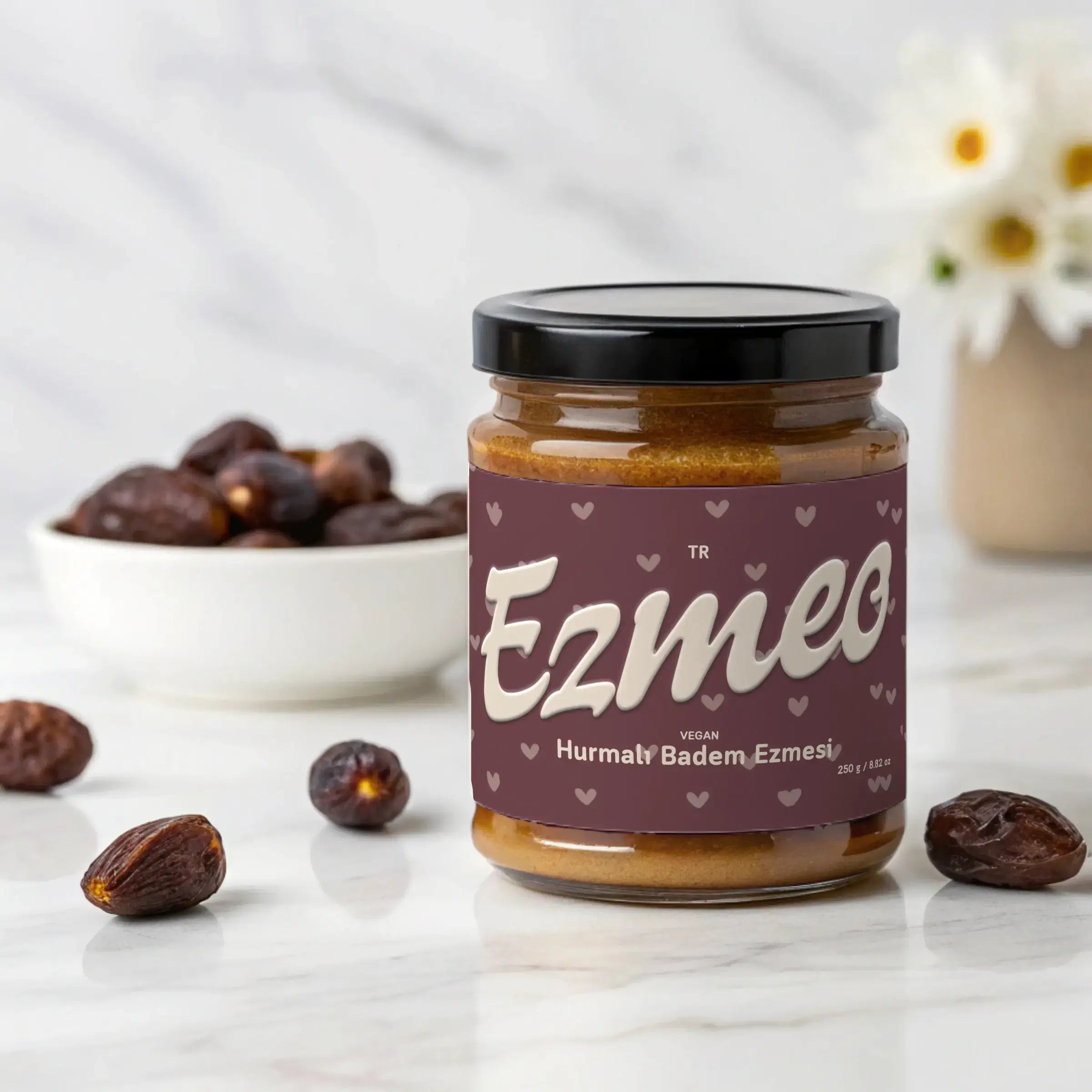 katkısız hurmalı badem ezme naturally sweetened almond doğal tatlandırıcı glutensiz protein
