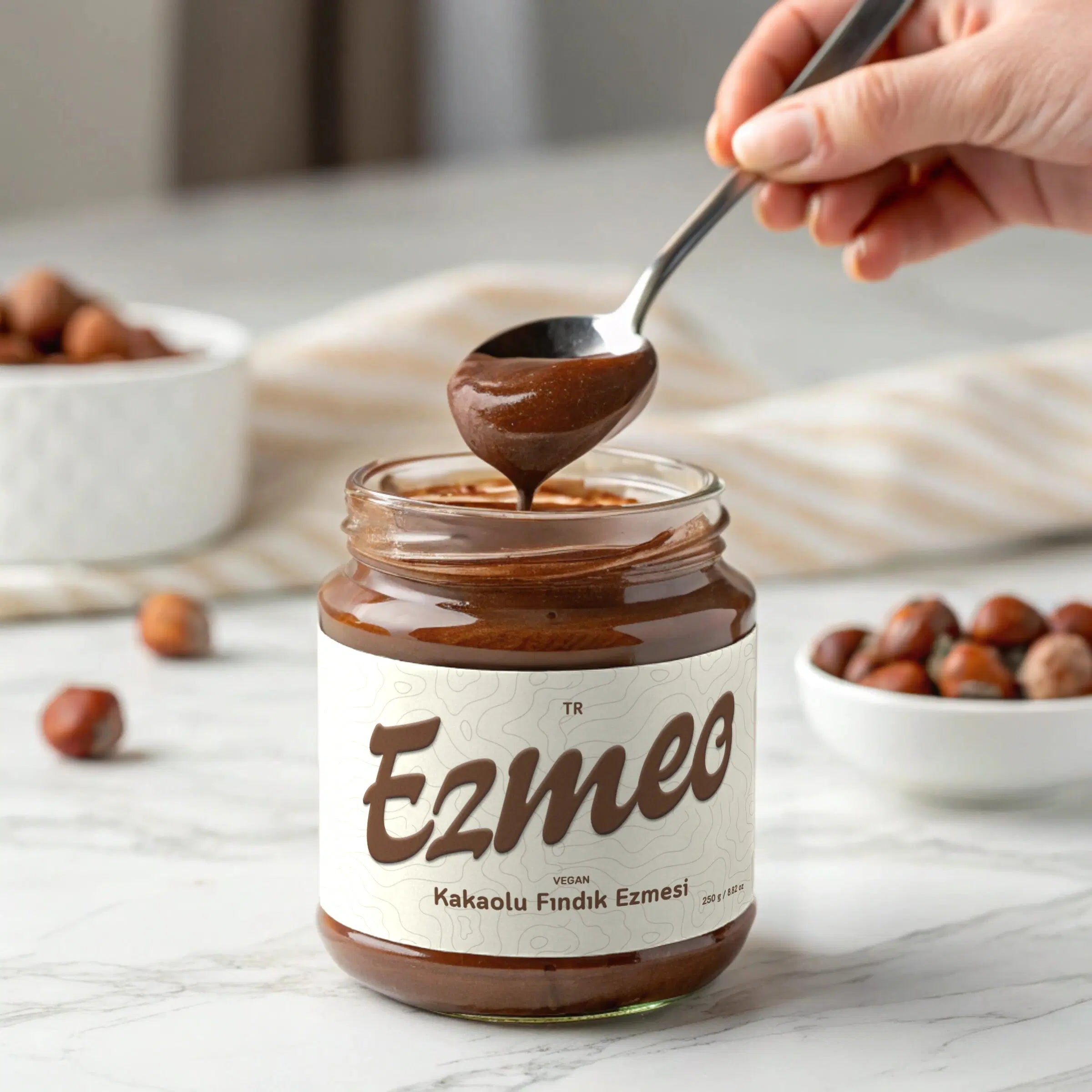 kakaolu fındık ezmesi ezmes 250g doğal kakao ile vegan nutella türk fındığı