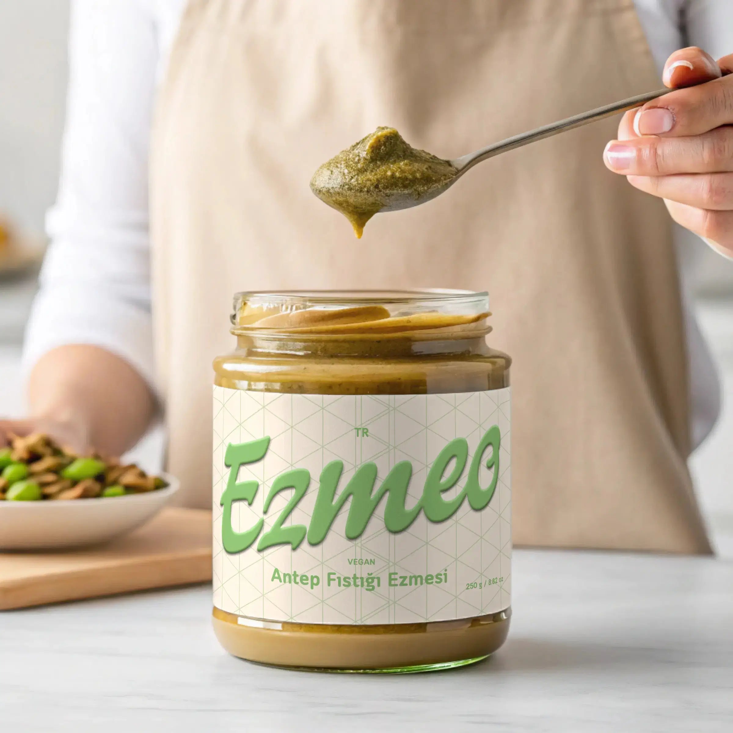 klasik antep fıstığı ezmesi ezmes 350g doğal vegan pistachio tereyağı saf antep fıstığı
