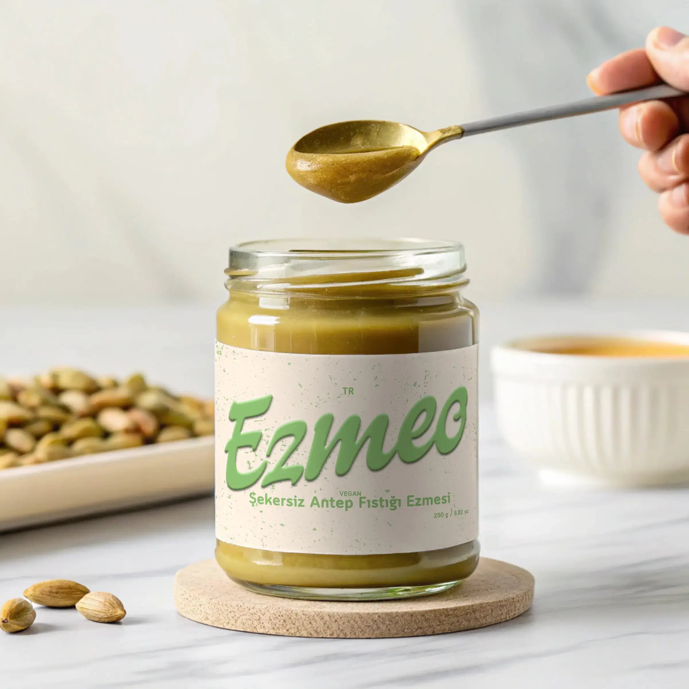 şekersiz antep fıstığı ezmesi ezmes 350g doğal diabetik dostu vegan pistachio tereyağı
