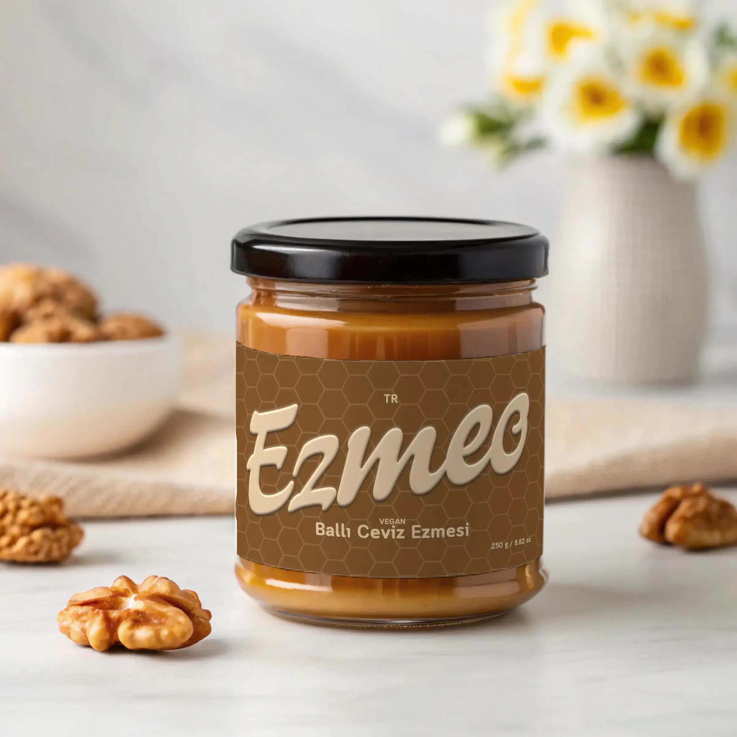 katkısız ballı ceviz ezme natural sweetened walnut doğal tatlandırıcı glutensiz protein
