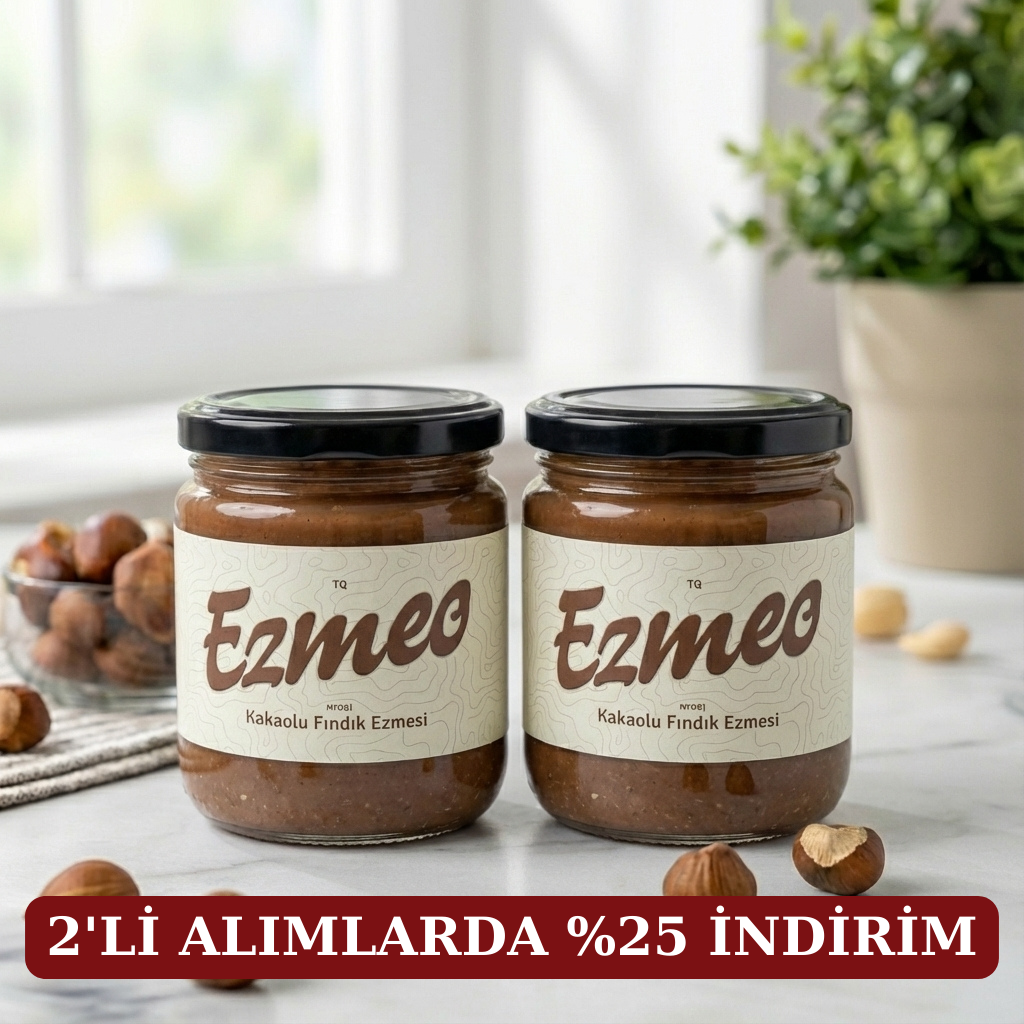 Ezmeo markası kakaolu fındık ezmesi 450g cam kavanoz ambalaj