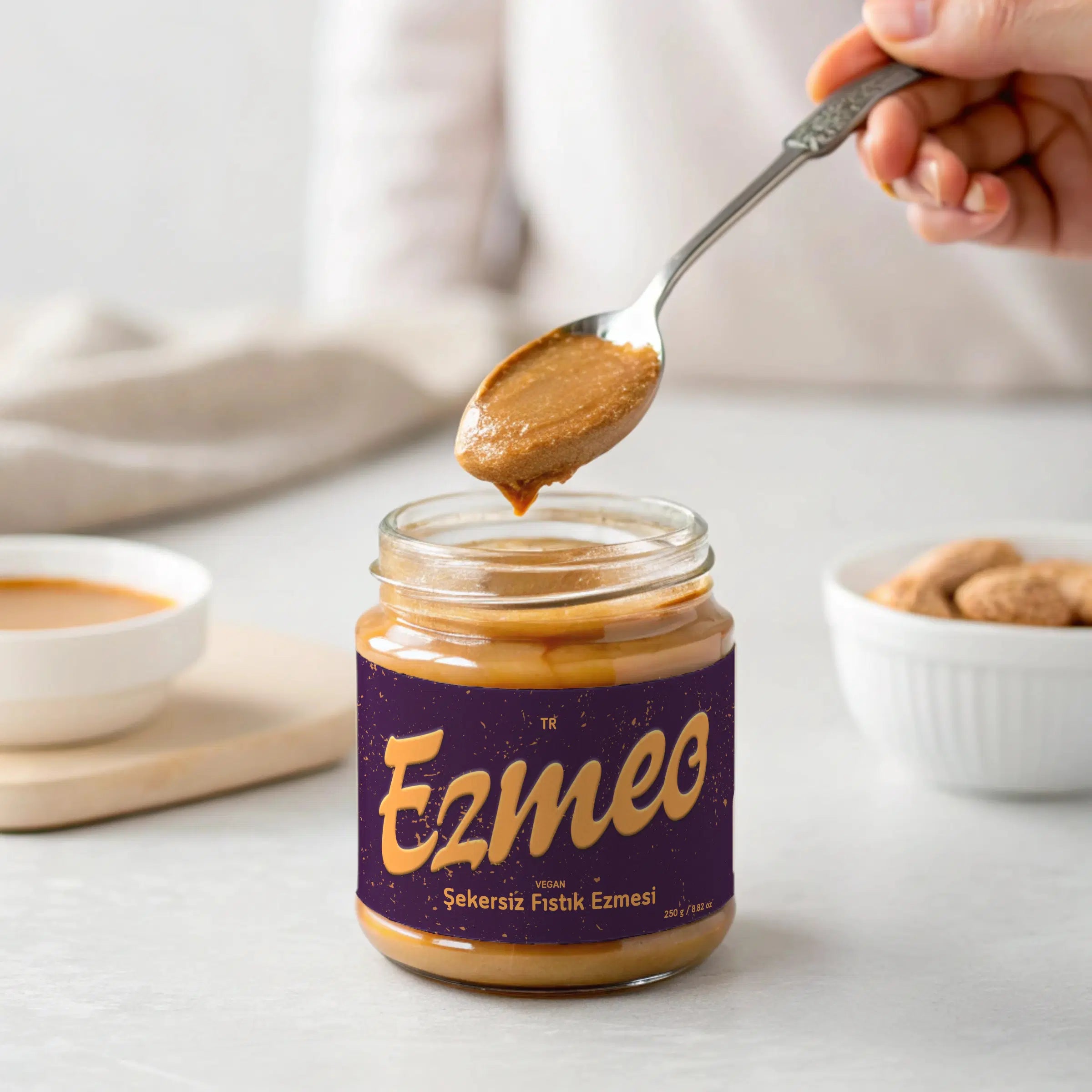 şekersiz fıstık ezmesi ezmes 350g doğal diabetik dostu vegan fıstık tereyağı
